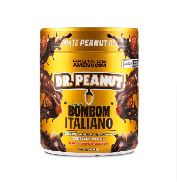 Pasta de Amendoim Bombom Italiano com Whey Protein 600g ZERO LACTOSE  DR. PEANUT