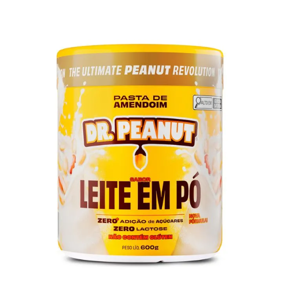 Pasta de Amendoim Leite em Pó com Whey Protein ZERO LACTOSE 600g DR. PEANUT