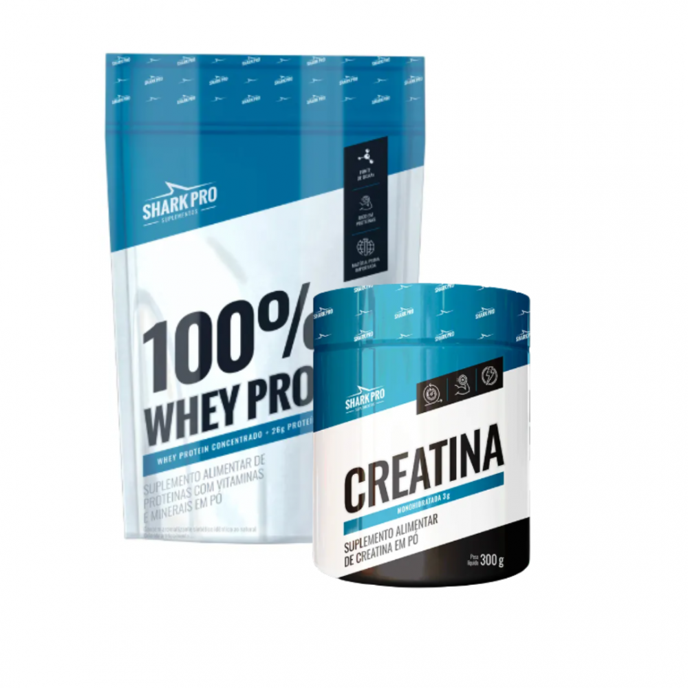 COMBO Creatina 300g + 100% Whey Protein 900g SHARK PRO