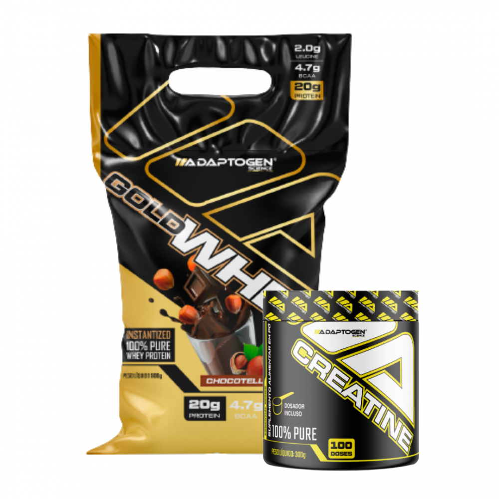 COMBO Gold Whey 900g Refil + Creatina 300g ADAPTOGEN