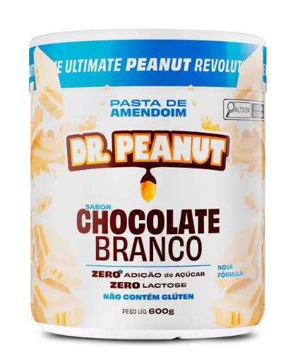 Pasta de Amendoim Chocolate Branco com Whey Protein ZERO LACTOSE 600g DR. PEANUT
