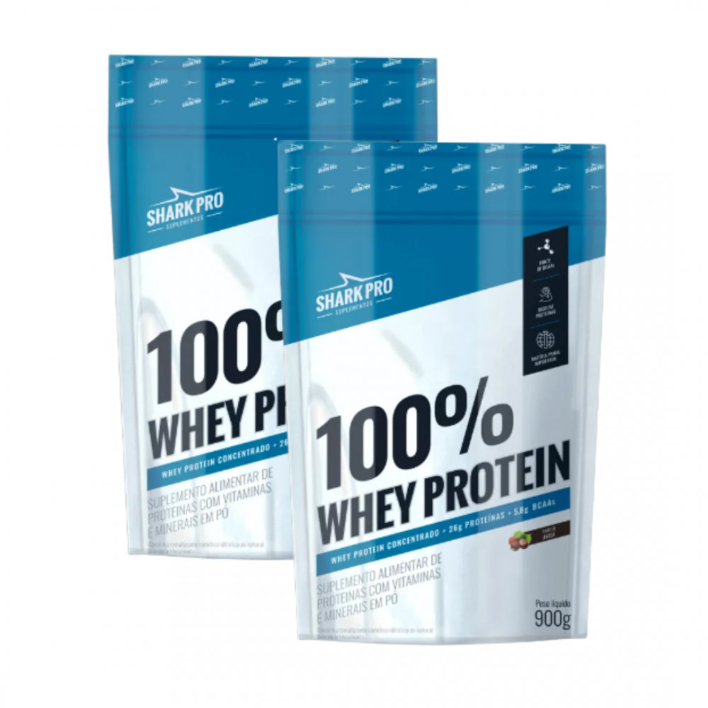 COMBO 2 unidades 100% Whey Protein 900g Refil SHARK PRO