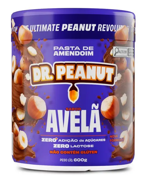 Pasta de Amendoim Avelã com Whey Protein ZERO LACTOSE 600g DR. PEANUT